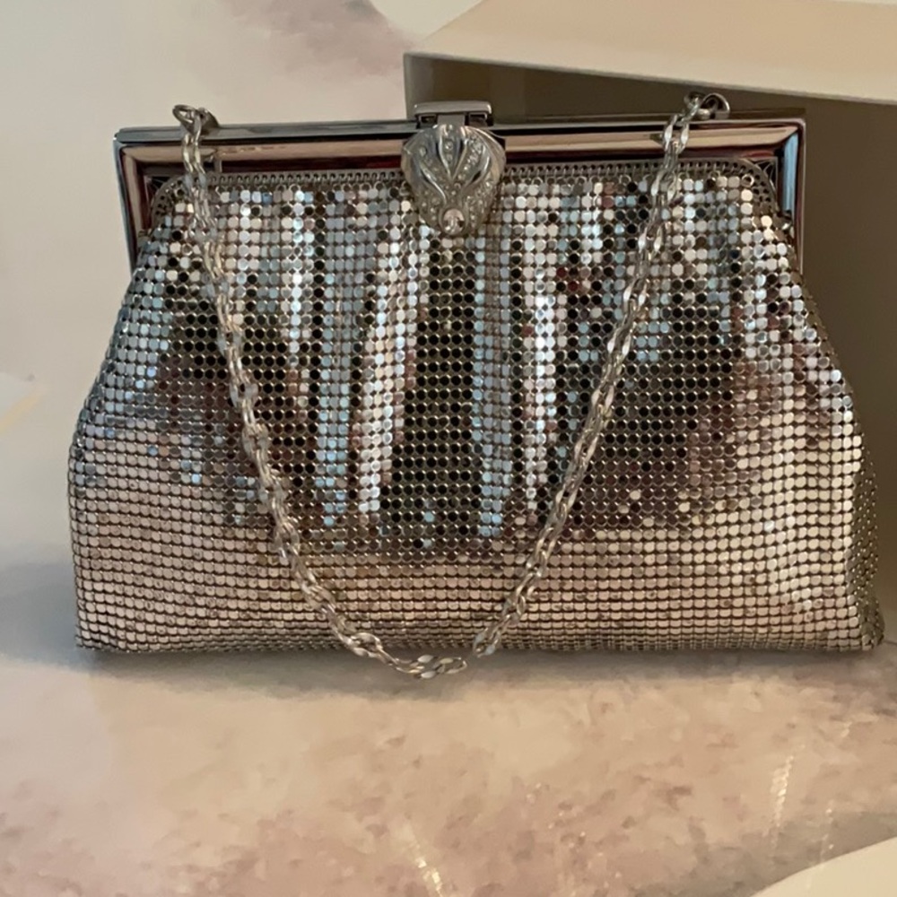 Elegant Silver Mesh Evening Bag